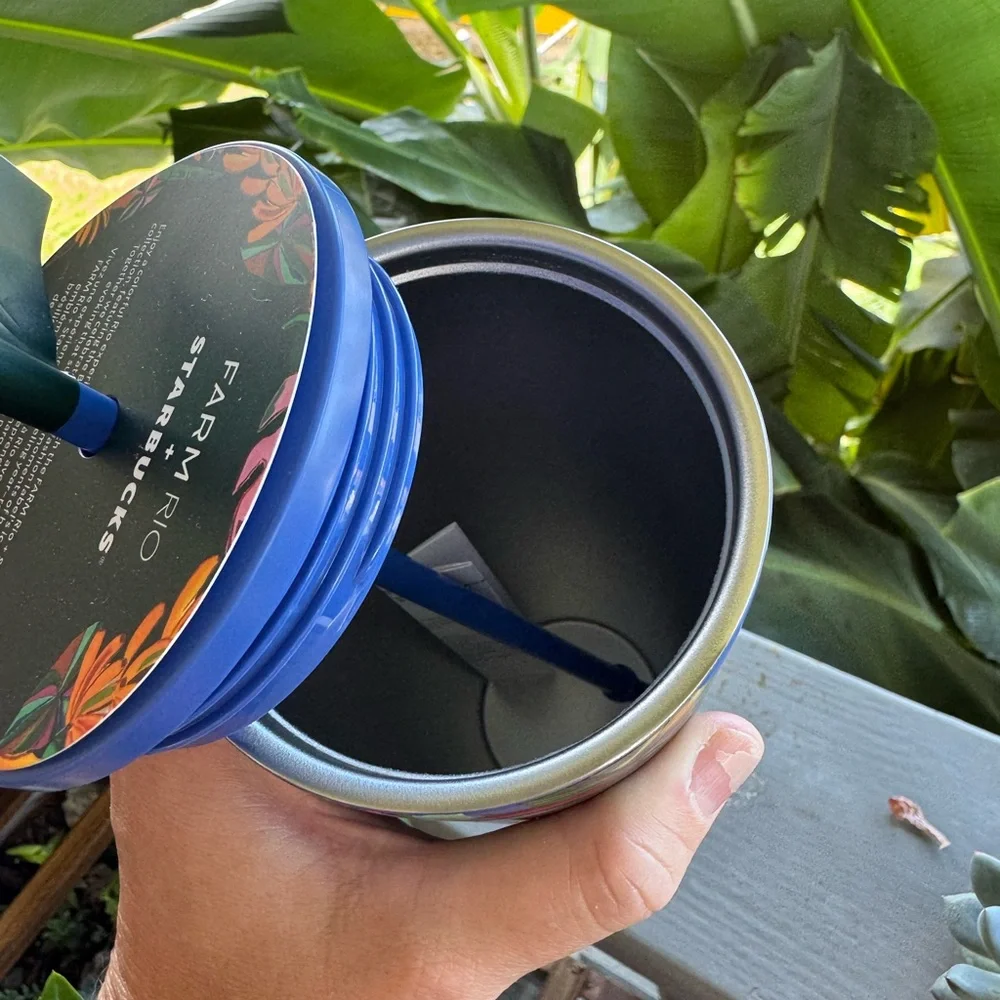 Limited Edition FARM Rio x Starbucks 24oz. Banana Mix Blue Cold Cup